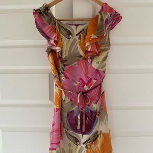 BCBG flutter sleeve floral dress